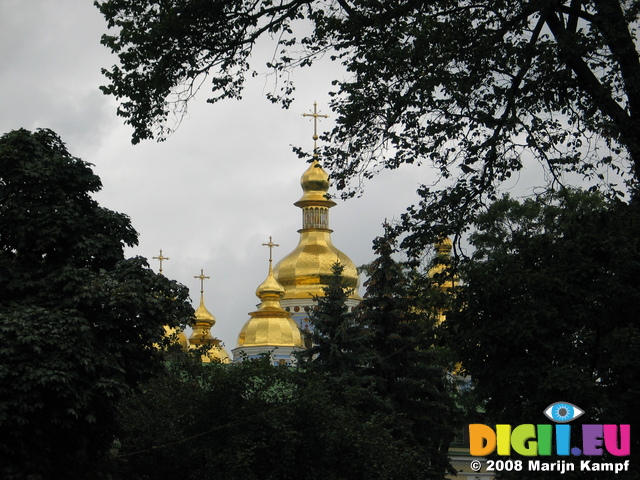 28219 St. Michael's Golden-Domed Cathedral through trees